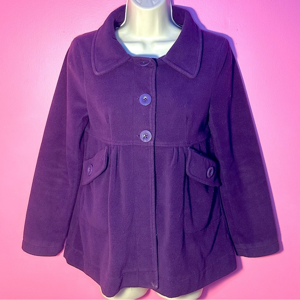 Girls Fleece Jacket - Peacoat Swing - Purple - Size Large